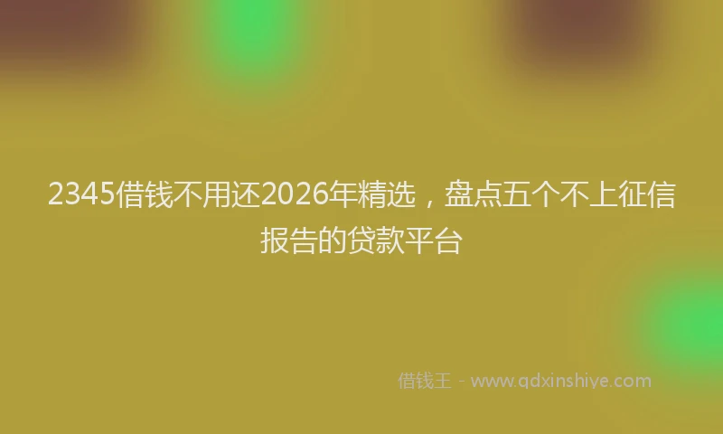 2345借钱不用还2026年精选，盘点五个不上征信报告的贷款平台