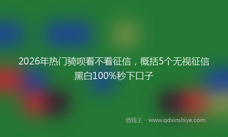2026年热门骑呗看不看征信，概括5个无视征信黑白100%秒下口子