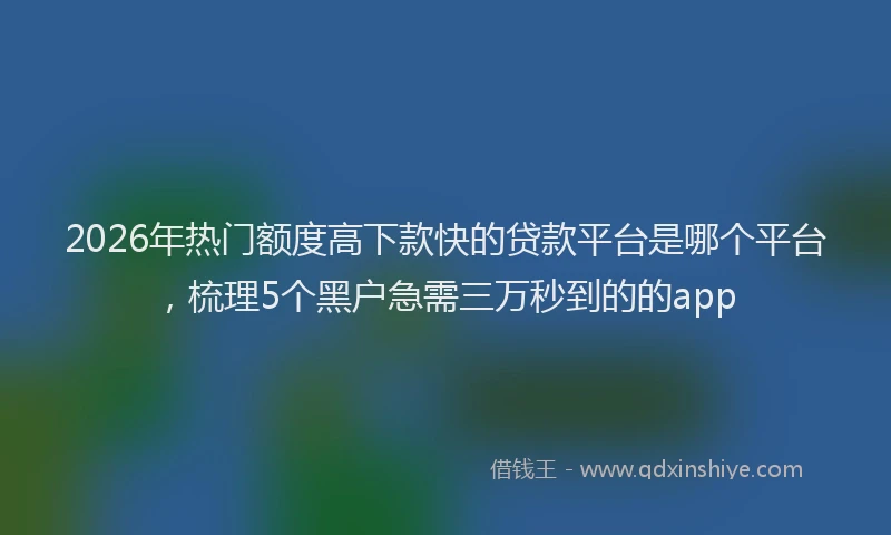 2026年热门额度高下款快的贷款平台是哪个平台，梳理5个黑户急需三万秒到的的app