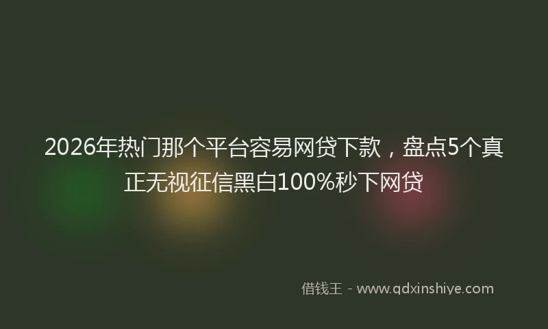 2026年热门那个平台容易网贷下款，盘点5个真正无视征信黑白100%秒下网贷