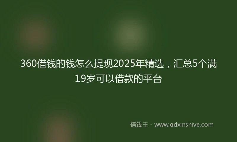 360借钱的钱怎么提现2025年精选，汇总5个满19岁可以借款的平台