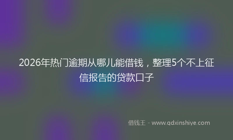 2026年热门逾期从哪儿能借钱，整理5个不上征信报告的贷款口子