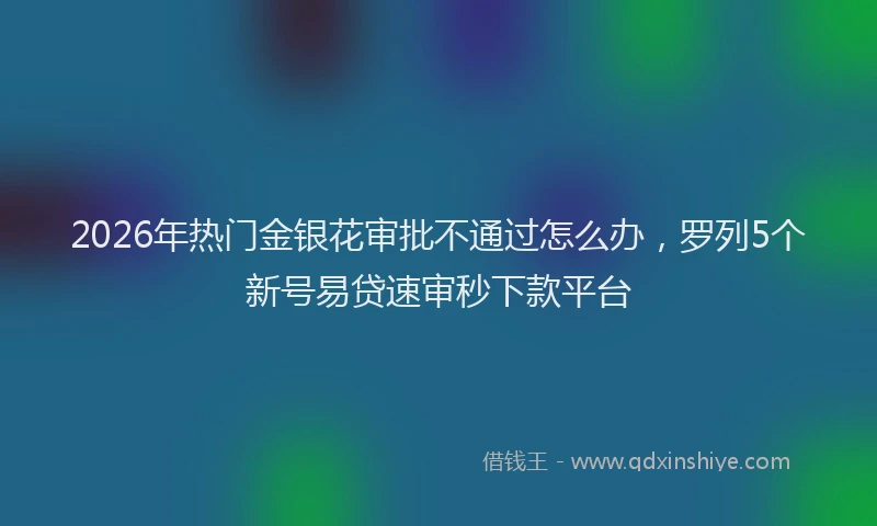 2026年热门金银花审批不通过怎么办，罗列5个新号易贷速审秒下款平台