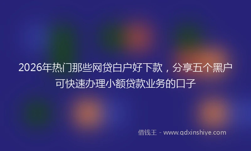 2026年热门那些网贷白户好下款,分享五个黑户可快速办理小额贷款业务的口子