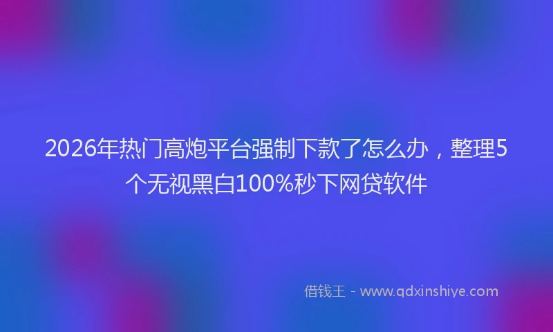 2026年热门高炮平台强制下款了怎么办，整理5个无视黑白100%秒下网贷软件