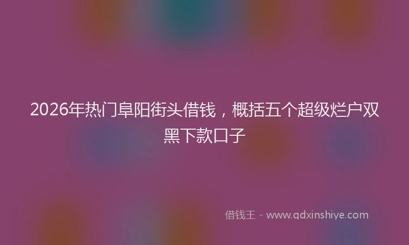 2026年热门阜阳街头借钱,概括五个超级烂户双黑下款口子