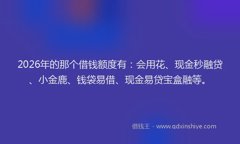 2026年的那个借钱额度有：会用花、现金秒融贷、小金鹿、钱袋易借、现金易贷宝盒融等。