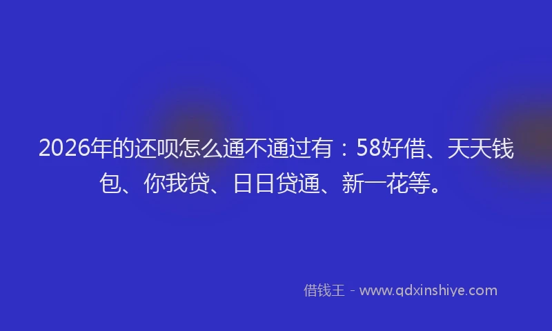2026年的还呗怎么通不通过有：58好借、天天钱包、你我贷、日日贷通、新一花等。