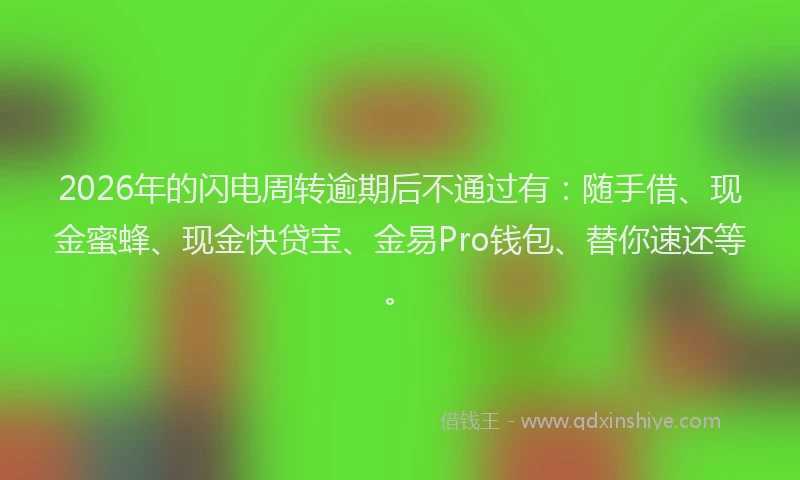 2026年的闪电周转逾期后不通过有：随手借、现金蜜蜂、现金快贷宝、金易Pro钱包、替你速还等。