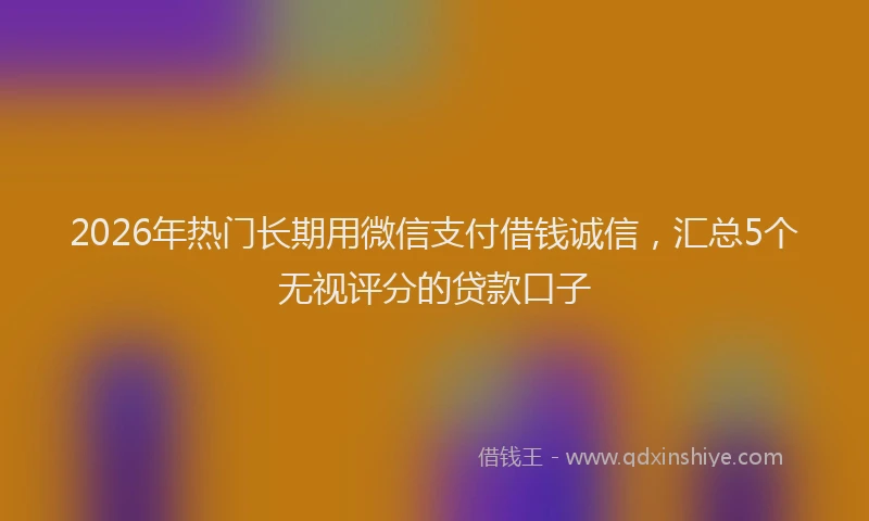 2026年热门长期用微信支付借钱诚信，汇总5个无视评分的贷款口子