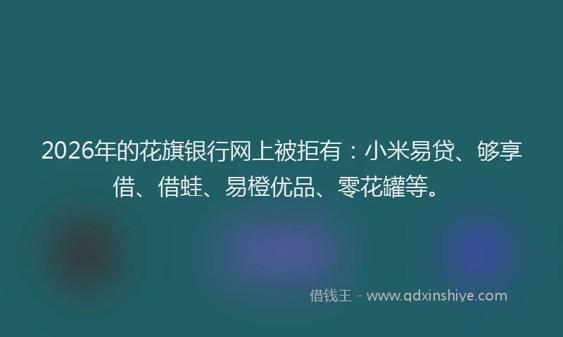2026年的花旗银行网上被拒有:小米易贷、够享借、借蛙、易橙优品、零花罐等。