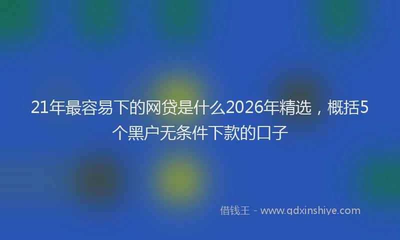 21年最容易下的网贷是什么2026年精选，概括5个黑户无条件下款的口子