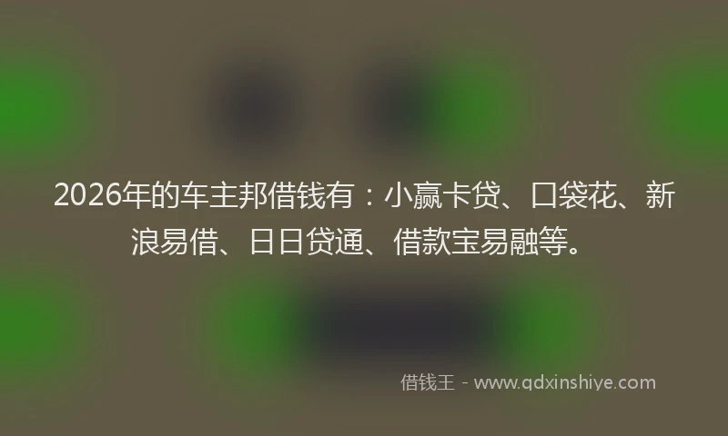 2026年的车主邦借钱有：小赢卡贷、口袋花、新浪易借、日日贷通、借款宝易融等。