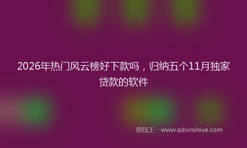 2026年热门风云榜好下款吗，归纳五个11月独家贷款的软件