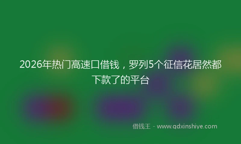2026年热门高速口借钱，罗列5个征信花居然都下款了的平台
