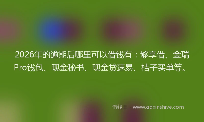 2026年的逾期后哪里可以借钱有:够享借、金瑞Pro钱包、现金秘书、现金贷速易、桔子买单等。