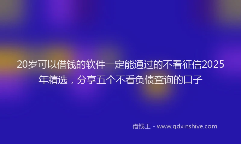 20岁可以借钱的软件一定能通过的不看征信2025年精选，分享五个不看负债查询的口子