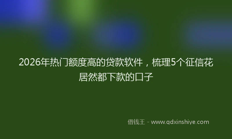 2026年热门额度高的贷款软件，梳理5个征信花居然都下款的口子