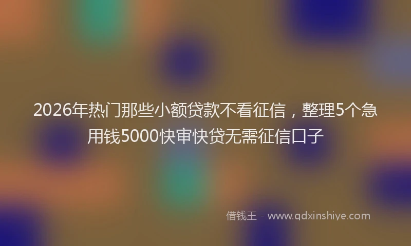 2026年热门那些小额贷款不看征信，整理5个急用钱5000快审快贷无需征信口子