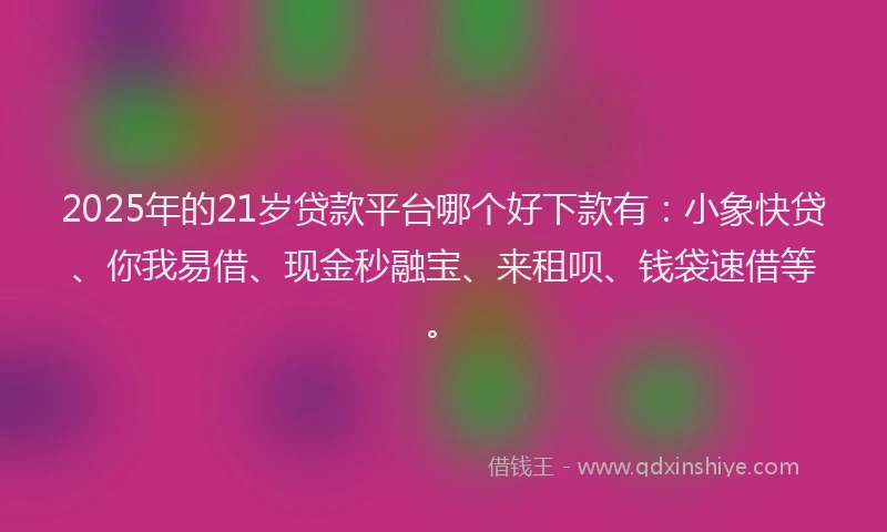 2025年的21岁贷款平台哪个好下款有：小象快贷、你我易借、现金秒融宝、来租呗、钱袋速借等。