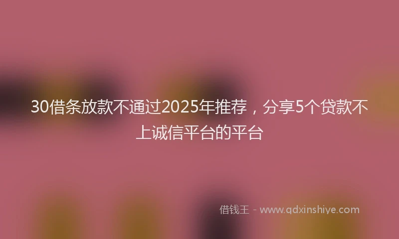 30借条放款不通过2025年推荐，分享5个贷款不上诚信平台的平台
