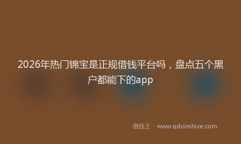 2026年热门锦宝是正规借钱平台吗，盘点五个黑户都能下的app