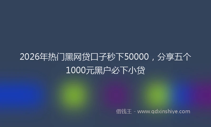 2026年热门黑网贷口子秒下50000，分享五个1000元黑户必下小贷