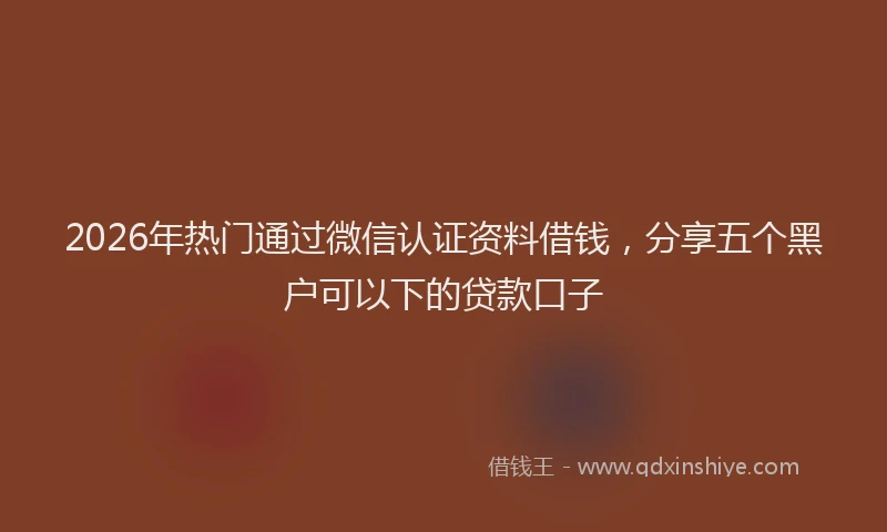 2026年热门通过微信认证资料借钱，分享五个黑户可以下的贷款口子