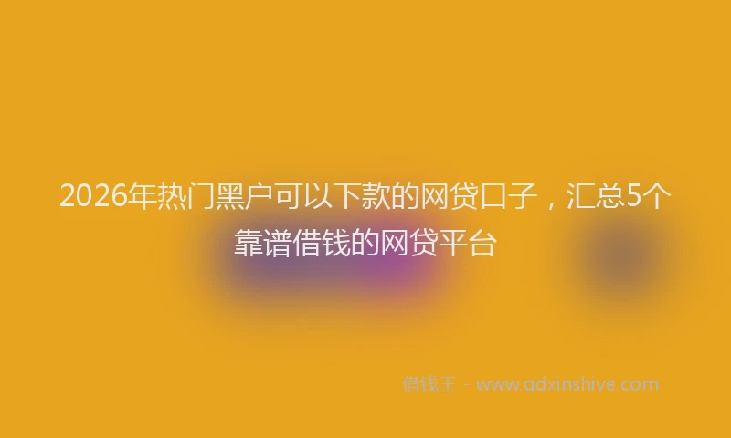 2026年热门黑户可以下款的网贷口子，汇总5个靠谱借钱的网贷平台