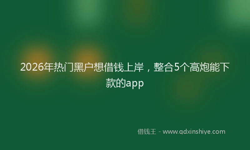 2026年热门黑户想借钱上岸，整合5个高炮能下款的app