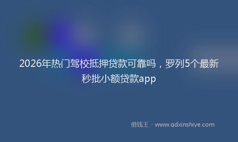 2026年热门驾校抵押贷款可靠吗，罗列5个最新秒批小额贷款app