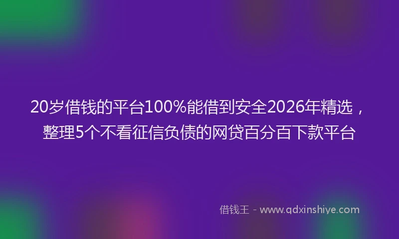 20岁借钱的平台100%能借到安全2026年精选，整理5个不看征信负债的网贷百分百下款平台