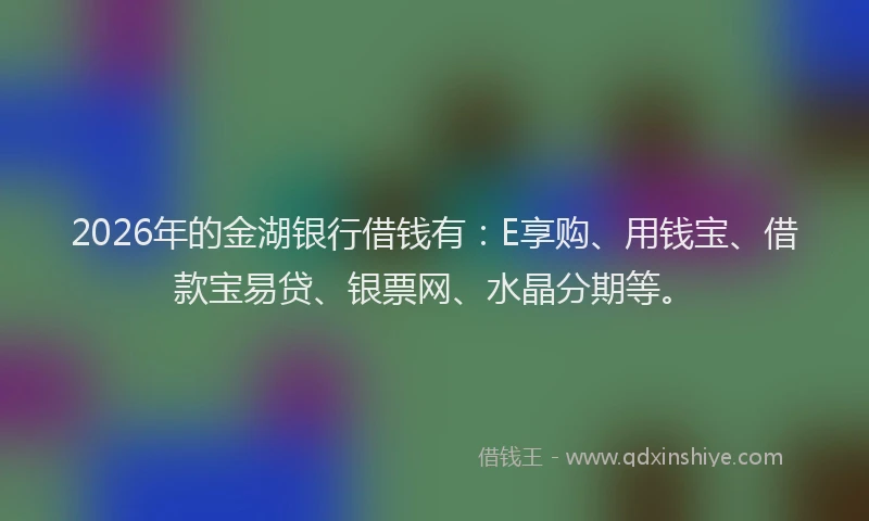 2026年的金湖银行借钱有:E享购、用钱宝、借款宝易贷、银票网、水晶分期等。