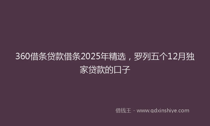 360借条贷款借条2025年精选，罗列五个12月独家贷款的口子