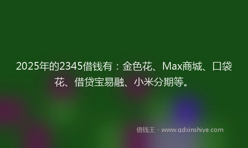 2025年的2345借钱有：金色花、Max商城、口袋花、借贷宝易融、小米分期等。