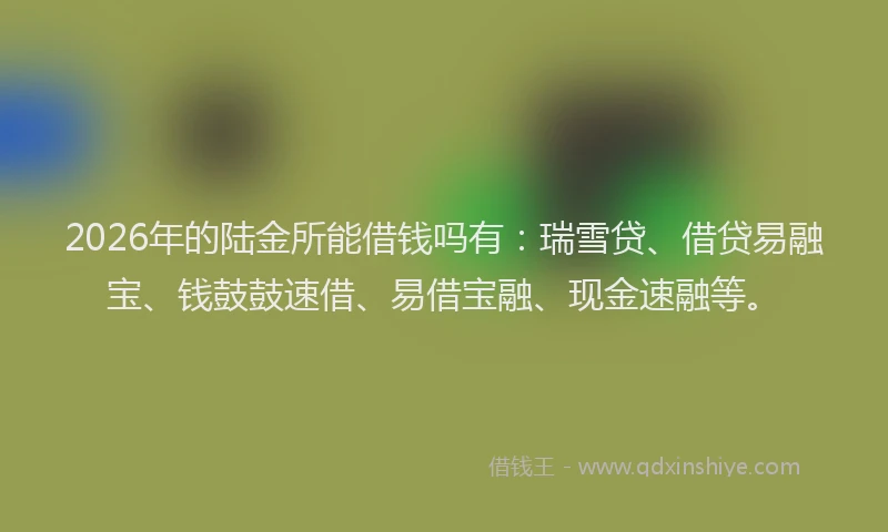 2026年的陆金所能借钱吗有：瑞雪贷、借贷易融宝、钱鼓鼓速借、易借宝融、现金速融等。