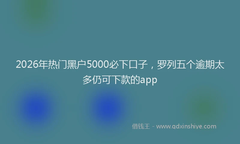2026年热门黑户5000必下口子，罗列五个逾期太多仍可下款的app