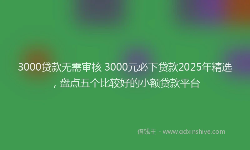 3000贷款无需审核 3000元必下贷款2025年精选，盘点五个比较好的小额贷款平台