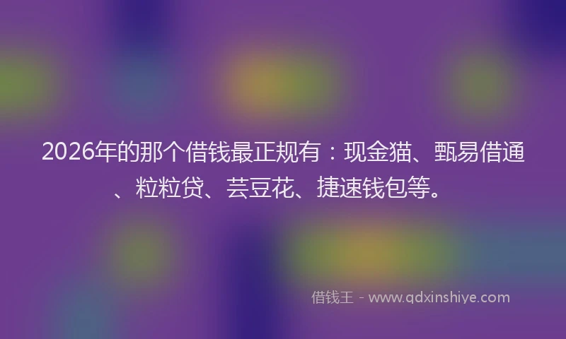 2026年的那个借钱最正规有：现金猫、甄易借通、粒粒贷、芸豆花、捷速钱包等。
