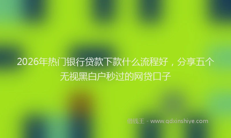 2026年热门银行贷款下款什么流程好,分享五个无视黑白户秒过的网贷口子