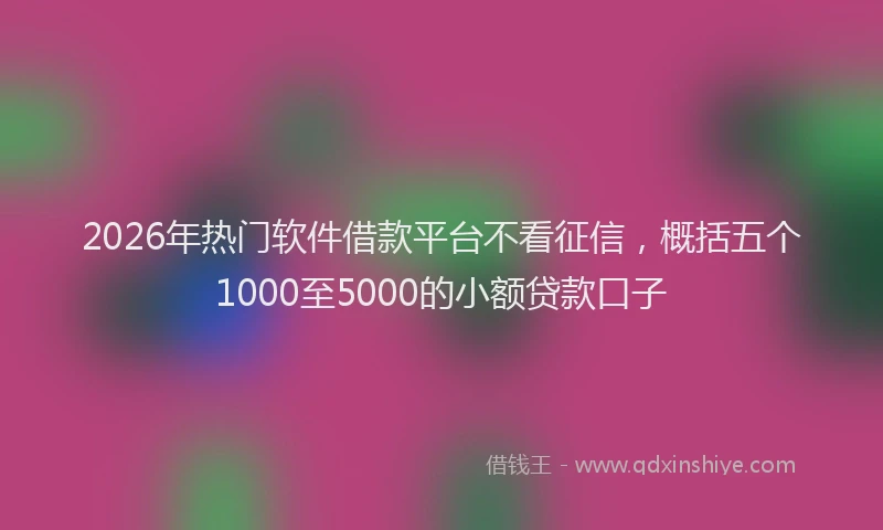 2026年热门软件借款平台不看征信,概括五个1000至5000的小额贷款口子