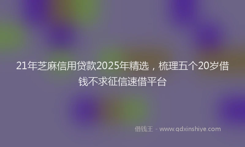 21年芝麻信用贷款2025年精选，梳理五个20岁借钱不求征信速借平台