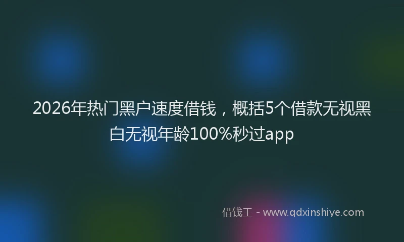 2026年热门黑户速度借钱,概括5个借款无视黑白无视年龄100%秒过app
