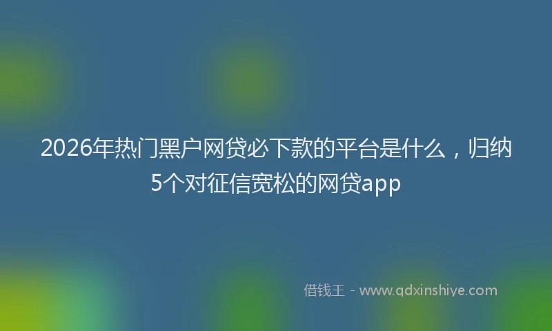 2026年热门黑户网贷必下款的平台是什么，归纳5个对征信宽松的网贷app