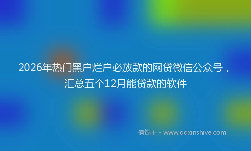 2026年热门黑户烂户必放款的网贷微信公众号，汇总五个12月能贷款的软件