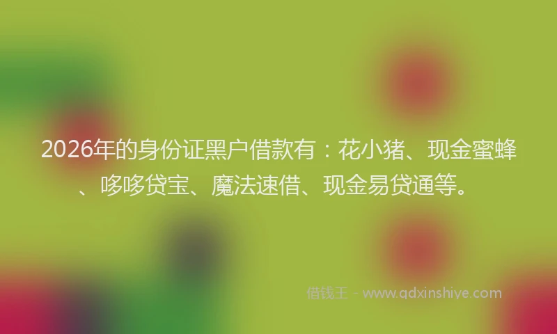 2026年的身份证黑户借款有：花小猪、现金蜜蜂、哆哆贷宝、魔法速借、现金易贷通等。
