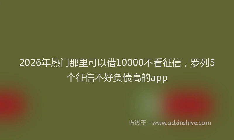 2026年热门那里可以借10000不看征信，罗列5个征信不好负债高的app