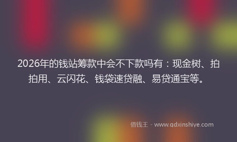 2026年的钱站筹款中会不下款吗有：现金树、拍拍用、云闪花、钱袋速贷融、易贷通宝等。
