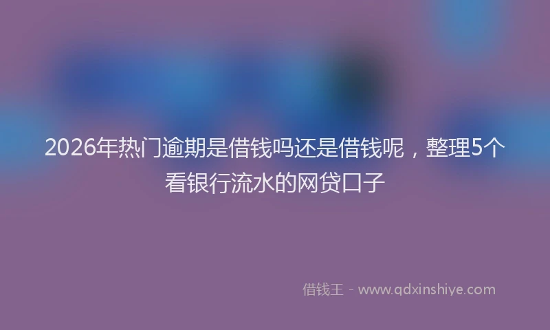 2026年热门逾期是借钱吗还是借钱呢，整理5个看银行流水的网贷口子