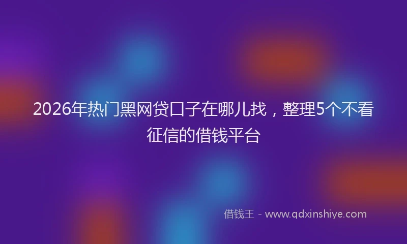 2026年热门黑网贷口子在哪儿找，整理5个不看征信的借钱平台